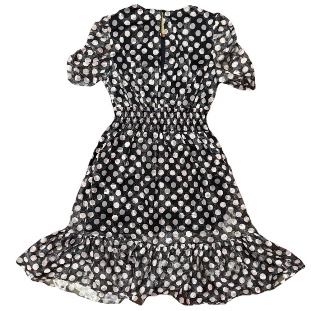 Betsey Johnson Black White Polka Dot Ruffles Dress‎ Sz 2 - Picture 2 of 10